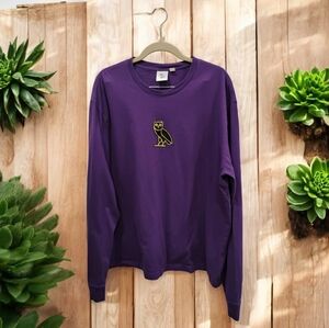100% Cotton, Purple Long Sleeve Shirt with Owl logo